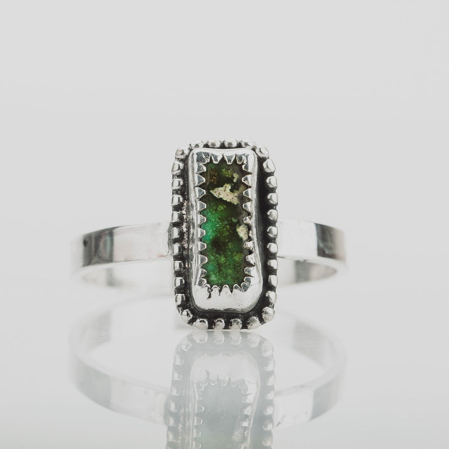 Size 10 Rectangle Green Royston Turquoise Gemstone Ring - Melanie Golden Jewelry