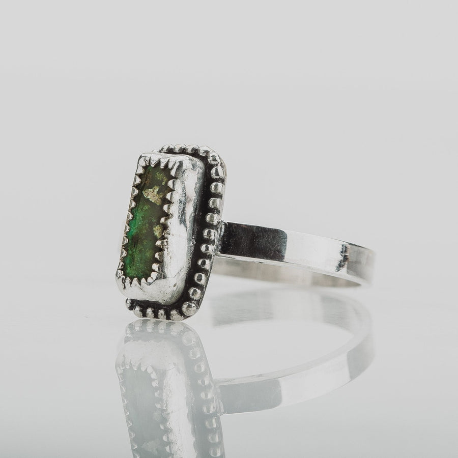 Size 10 Rectangle Green Royston Turquoise Gemstone Ring - Melanie Golden Jewelry