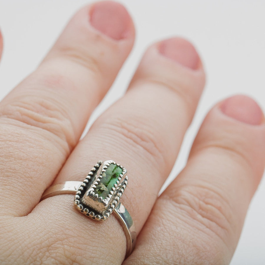 Size 10 Rectangle Green Royston Turquoise Gemstone Ring - Melanie Golden Jewelry - gemstone rings, rings