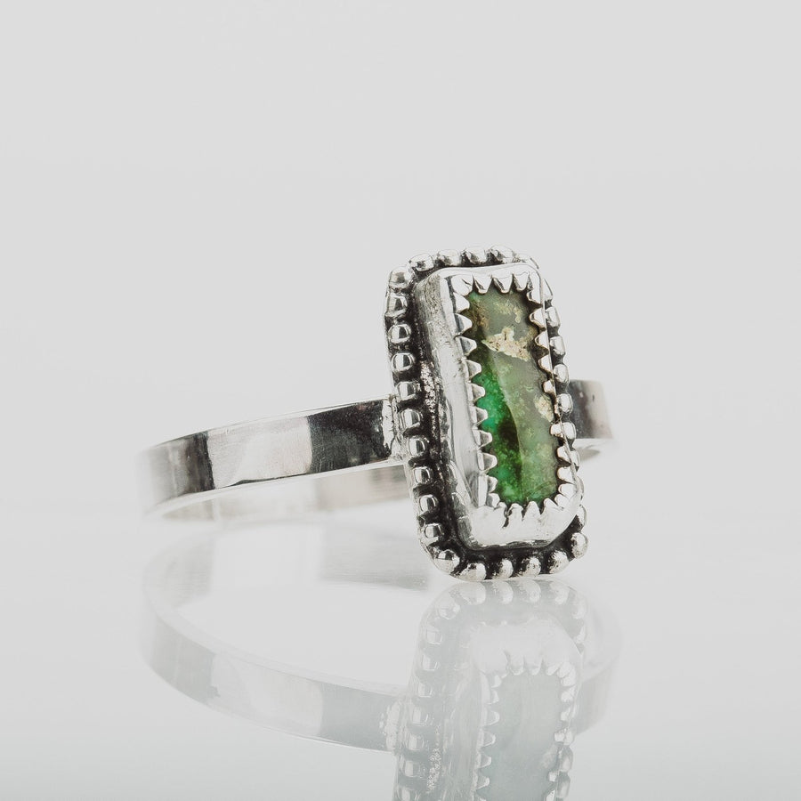 Size 10 Rectangle Green Royston Turquoise Gemstone Ring - Melanie Golden Jewelry