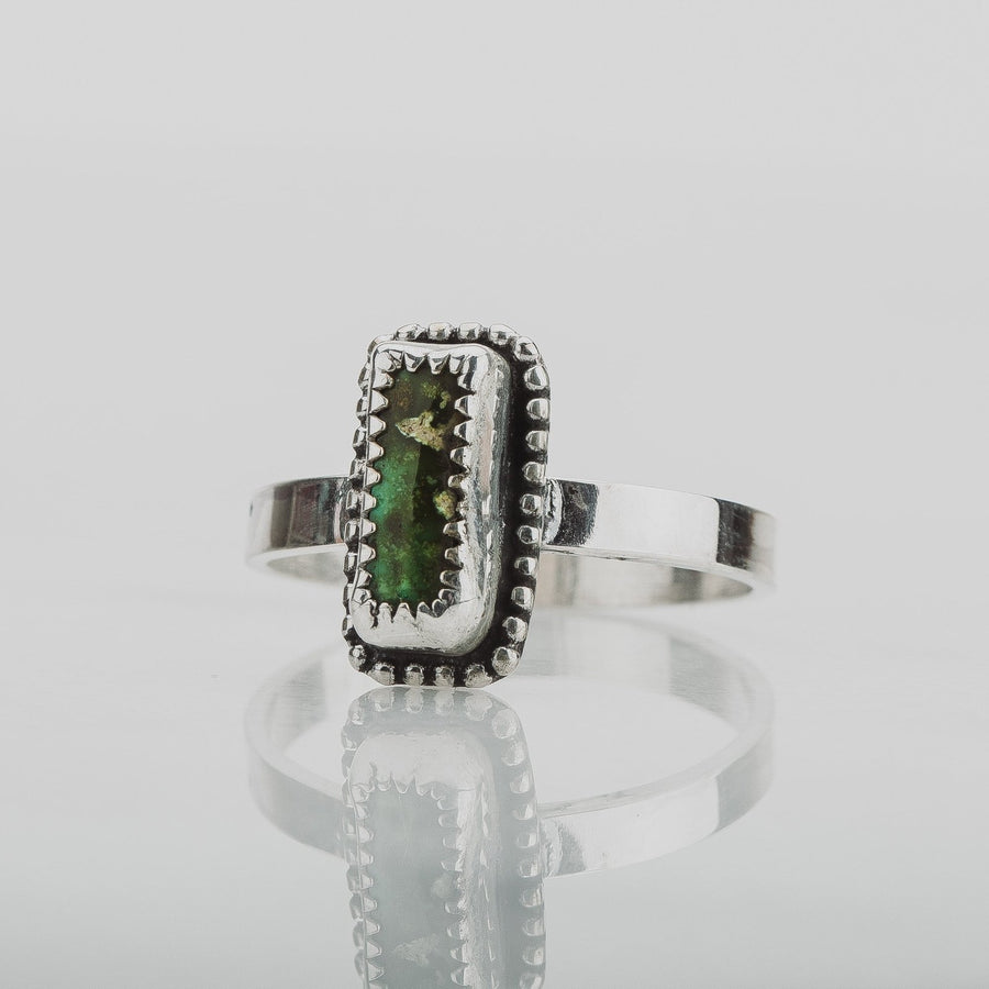 Size 10 Rectangle Green Royston Turquoise Gemstone Ring - Melanie Golden Jewelry