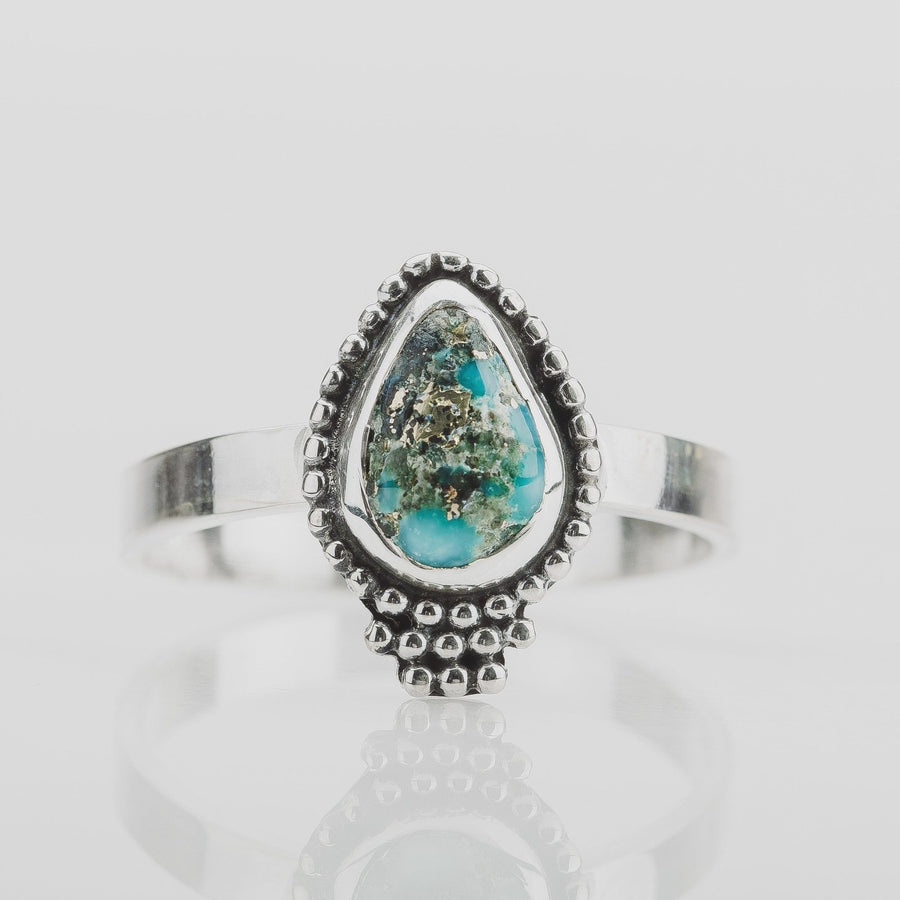 Size 10 White Water Turquoise Gemstone Ring - Melanie Golden Jewelry