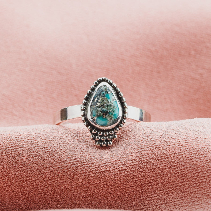 Size 10 White Water Turquoise Gemstone Ring - Melanie Golden Jewelry