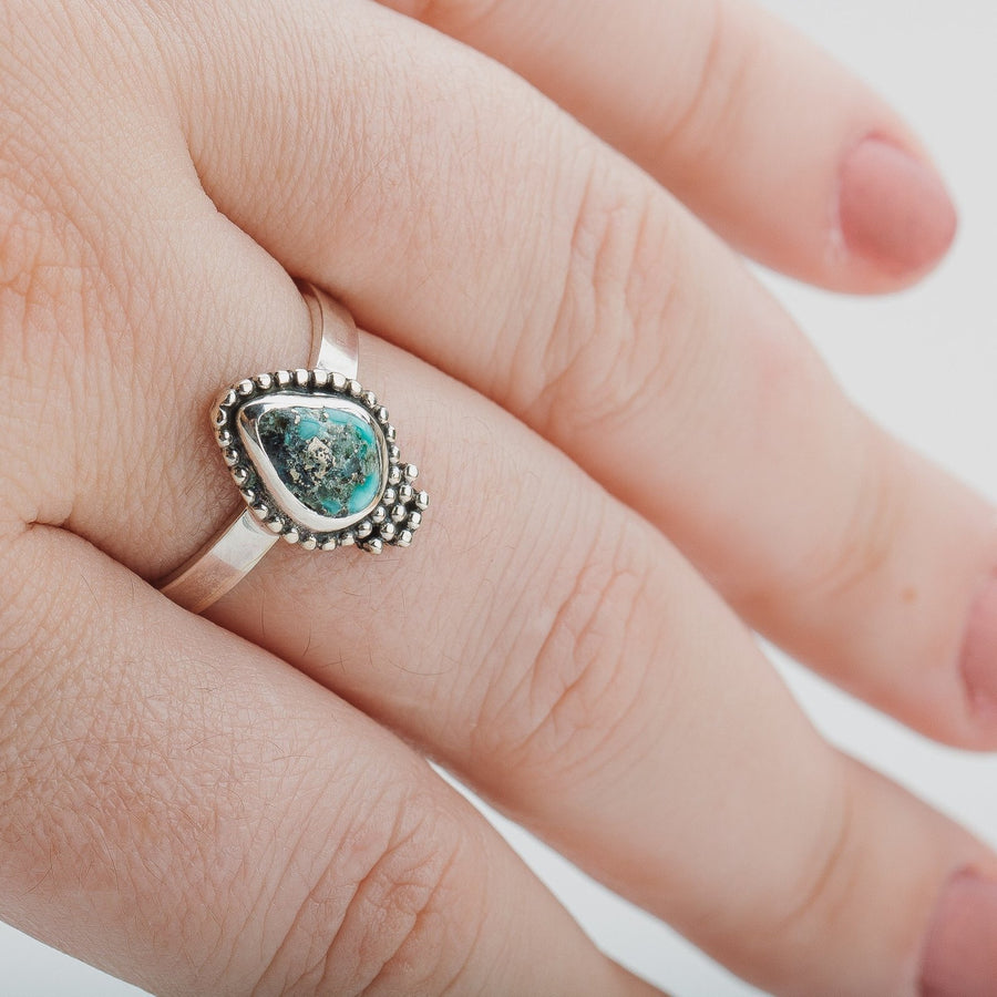Size 10 White Water Turquoise Gemstone Ring - Melanie Golden Jewelry