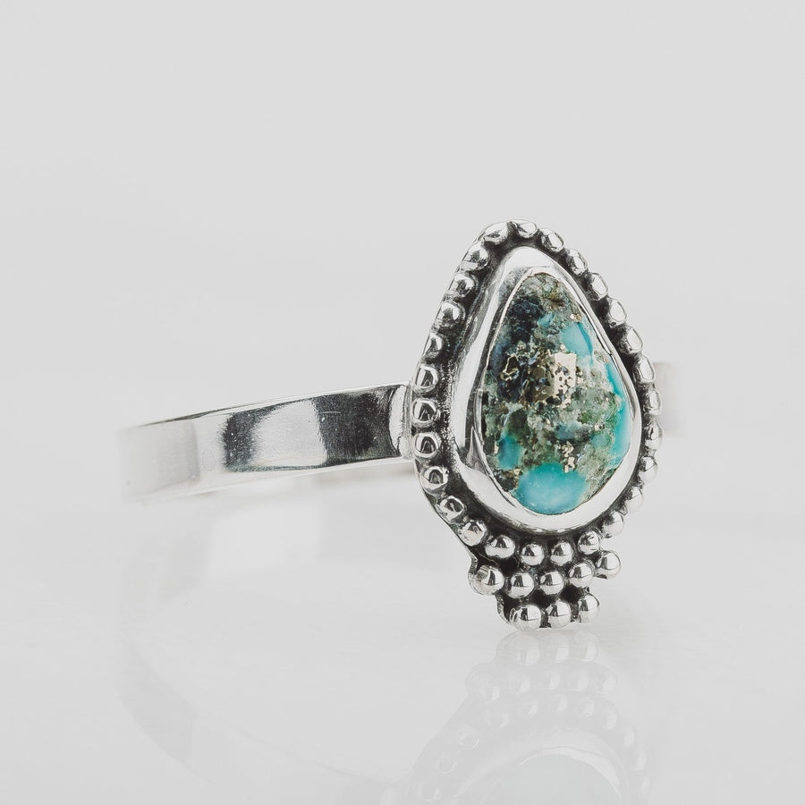 Size 10 White Water Turquoise Gemstone Ring - Melanie Golden Jewelry