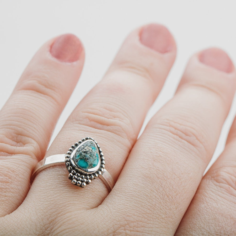 Size 10 White Water Turquoise Gemstone Ring - Melanie Golden Jewelry