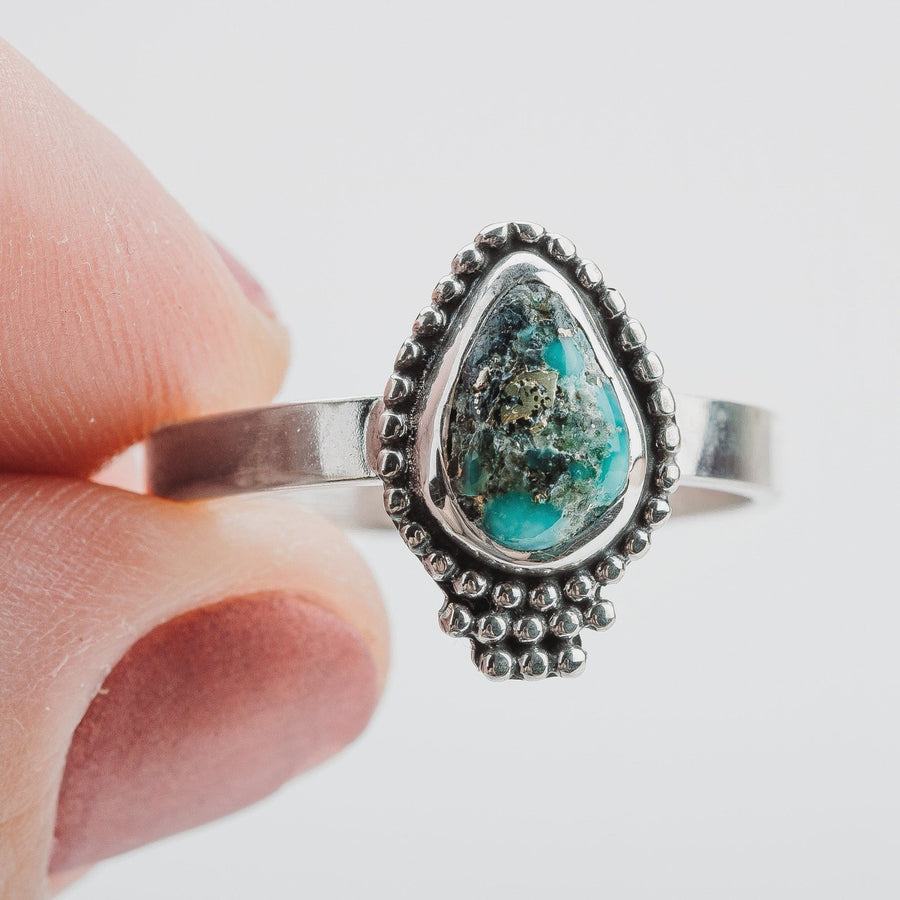 Size 10 White Water Turquoise Gemstone Ring - Melanie Golden Jewelry
