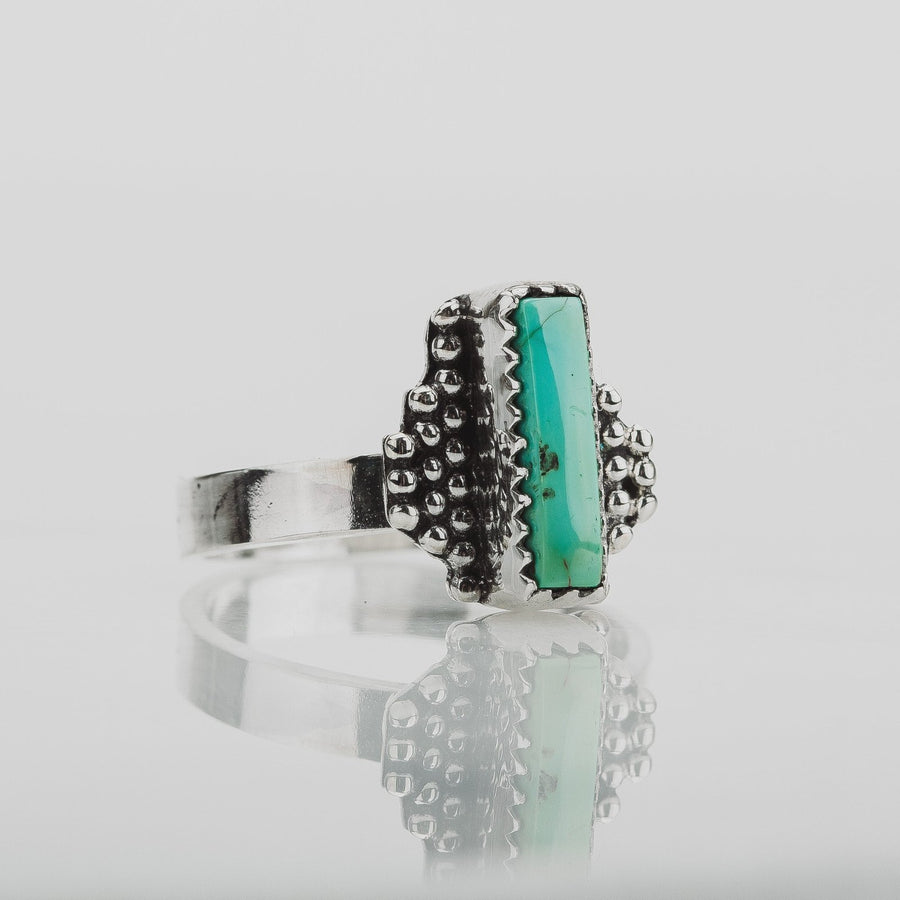 Size 5 Rectangle Royston Turquoise Gemstone Ring - Melanie Golden Jewelry - gemstone rings, rings