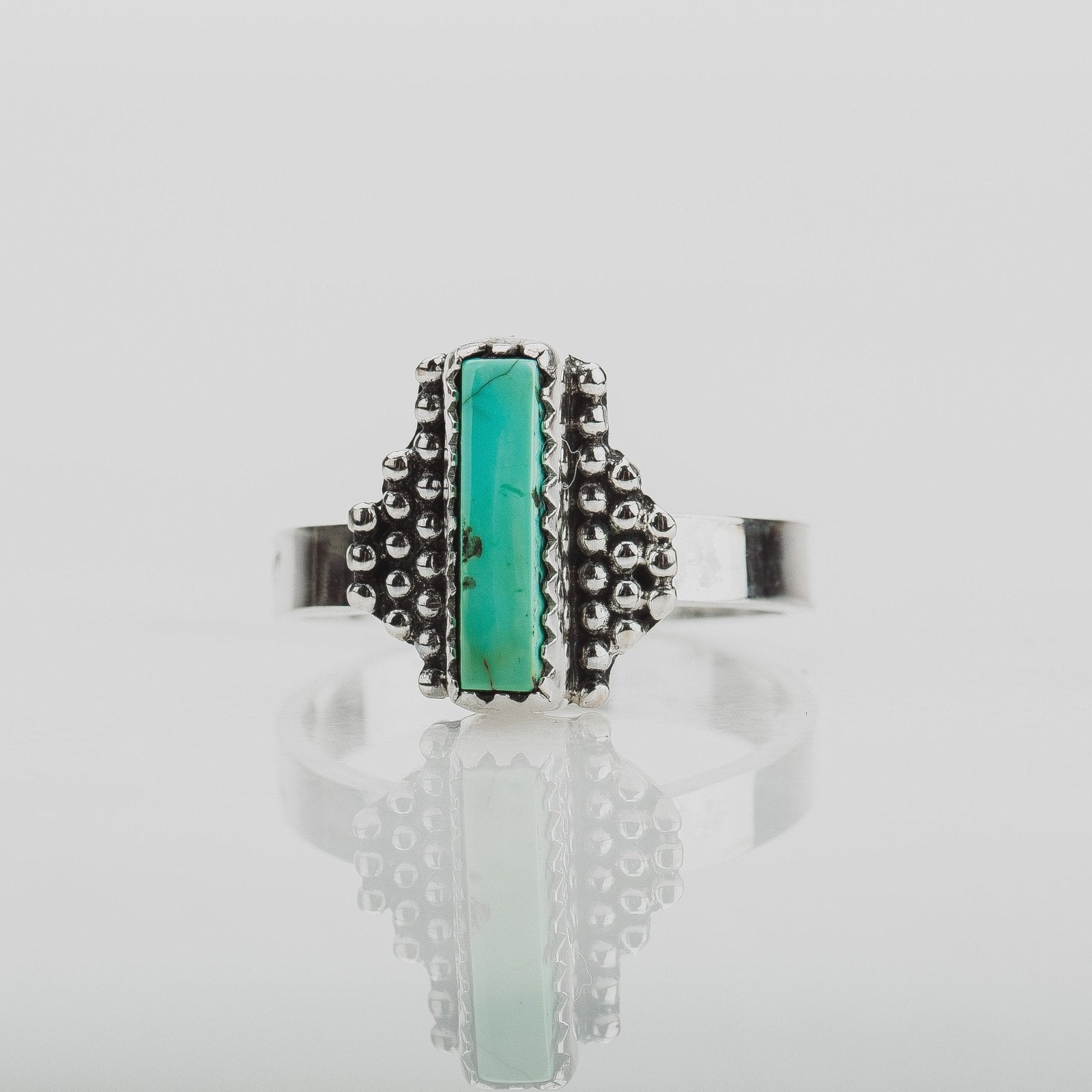 Size 5 Rectangle Royston Turquoise Gemstone Ring - Melanie Golden Jewelry - gemstone rings, rings