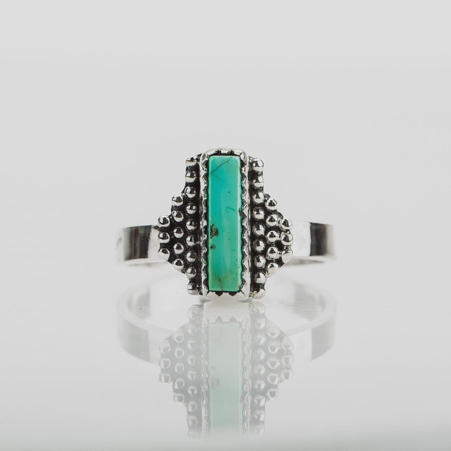 Size 5 Rectangle Royston Turquoise Gemstone Ring - Melanie Golden Jewelry - gemstone rings, rings