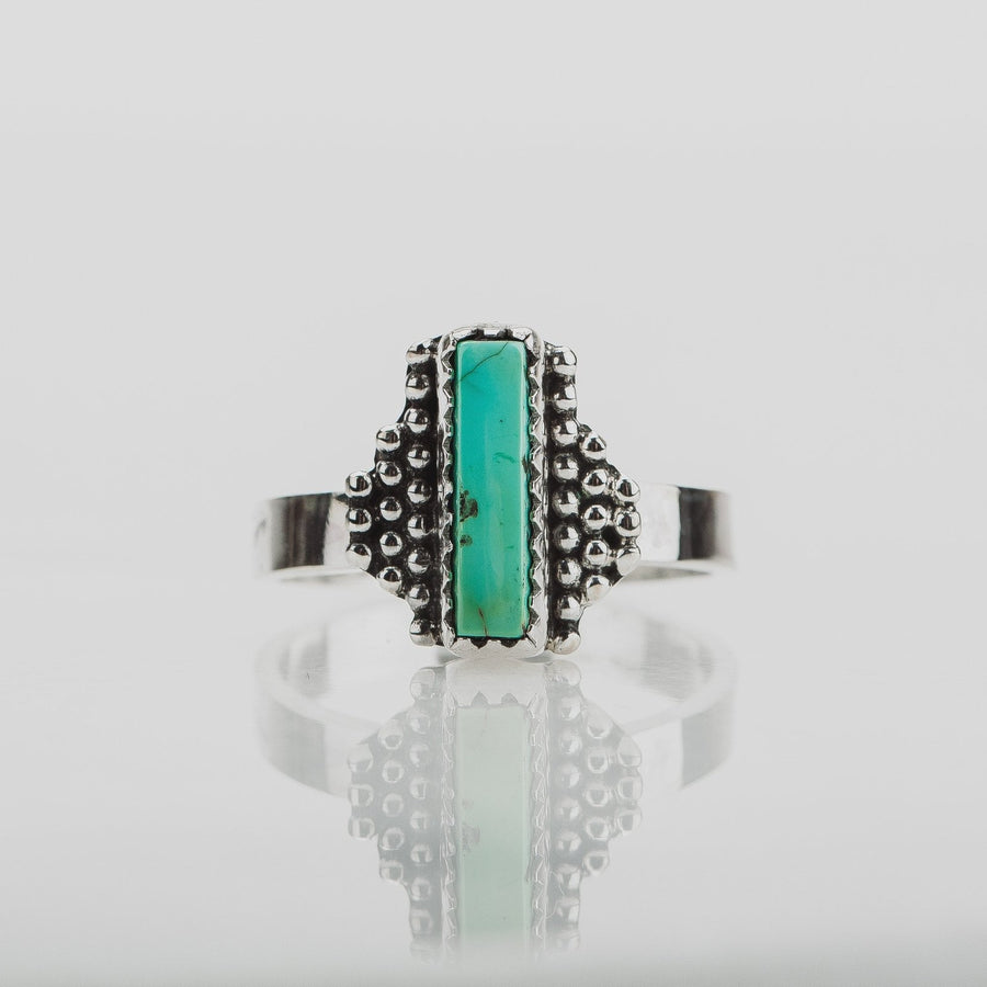 Size 5 Rectangle Royston Turquoise Gemstone Ring - Melanie Golden Jewelry