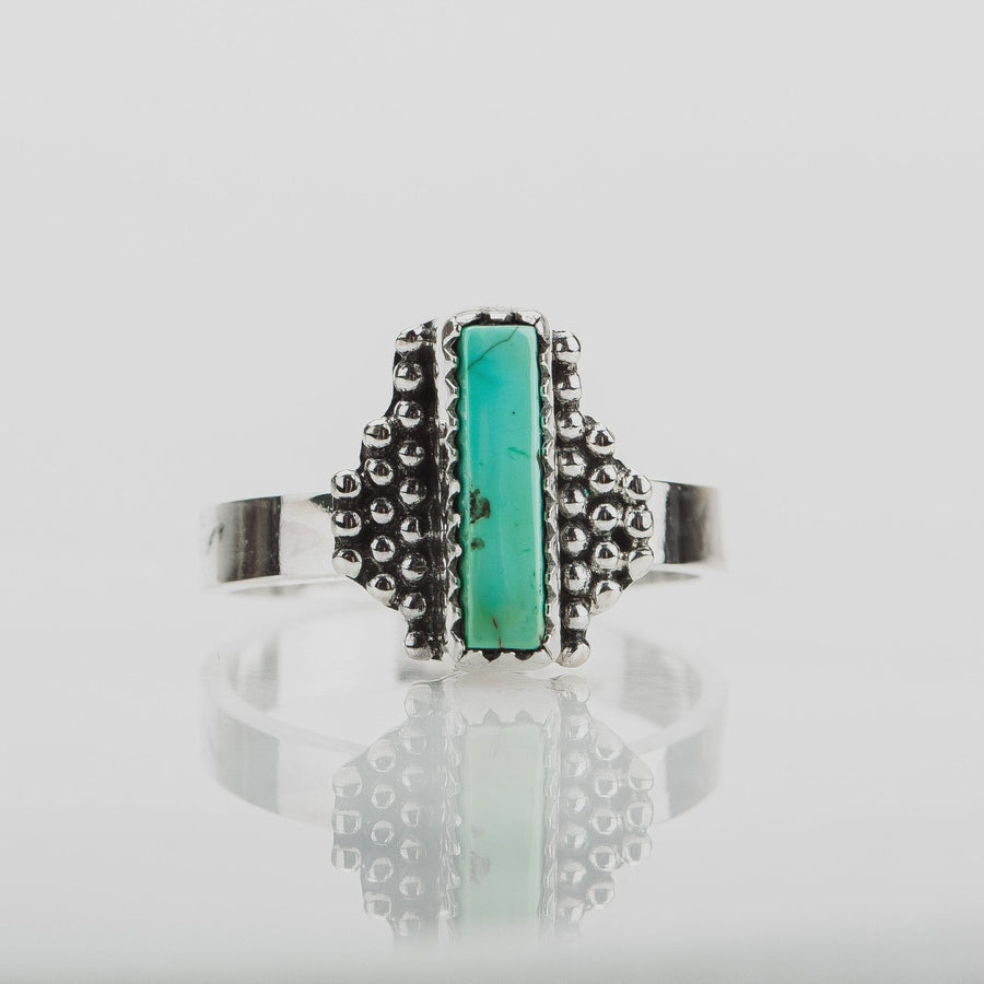 Size 5 Rectangle Royston Turquoise Gemstone Ring - Melanie Golden Jewelry - gemstone rings, rings
