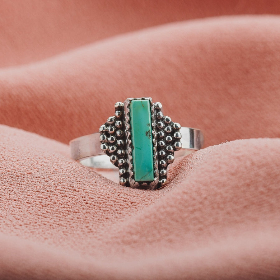 Size 5 Rectangle Royston Turquoise Gemstone Ring - Melanie Golden Jewelry - gemstone rings, rings