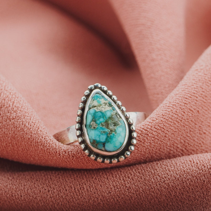Size 5.25 White Water Turquoise Gemstone Ring - Melanie Golden Jewelry