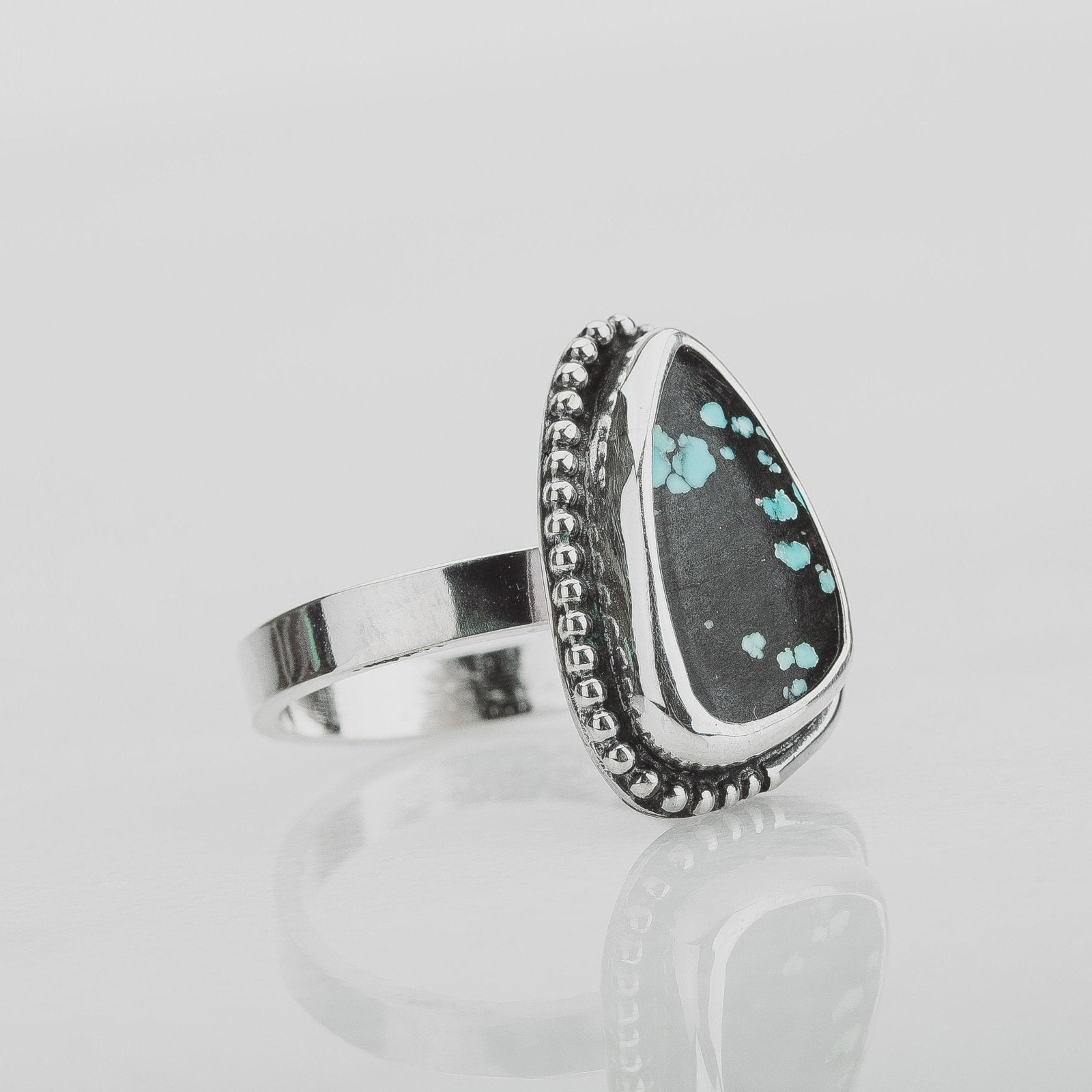 Size 5.75 Black & Blue Cloud Mountain Turquoise Gemstone Ring - Melanie Golden Jewelry - gemstone rings, rings