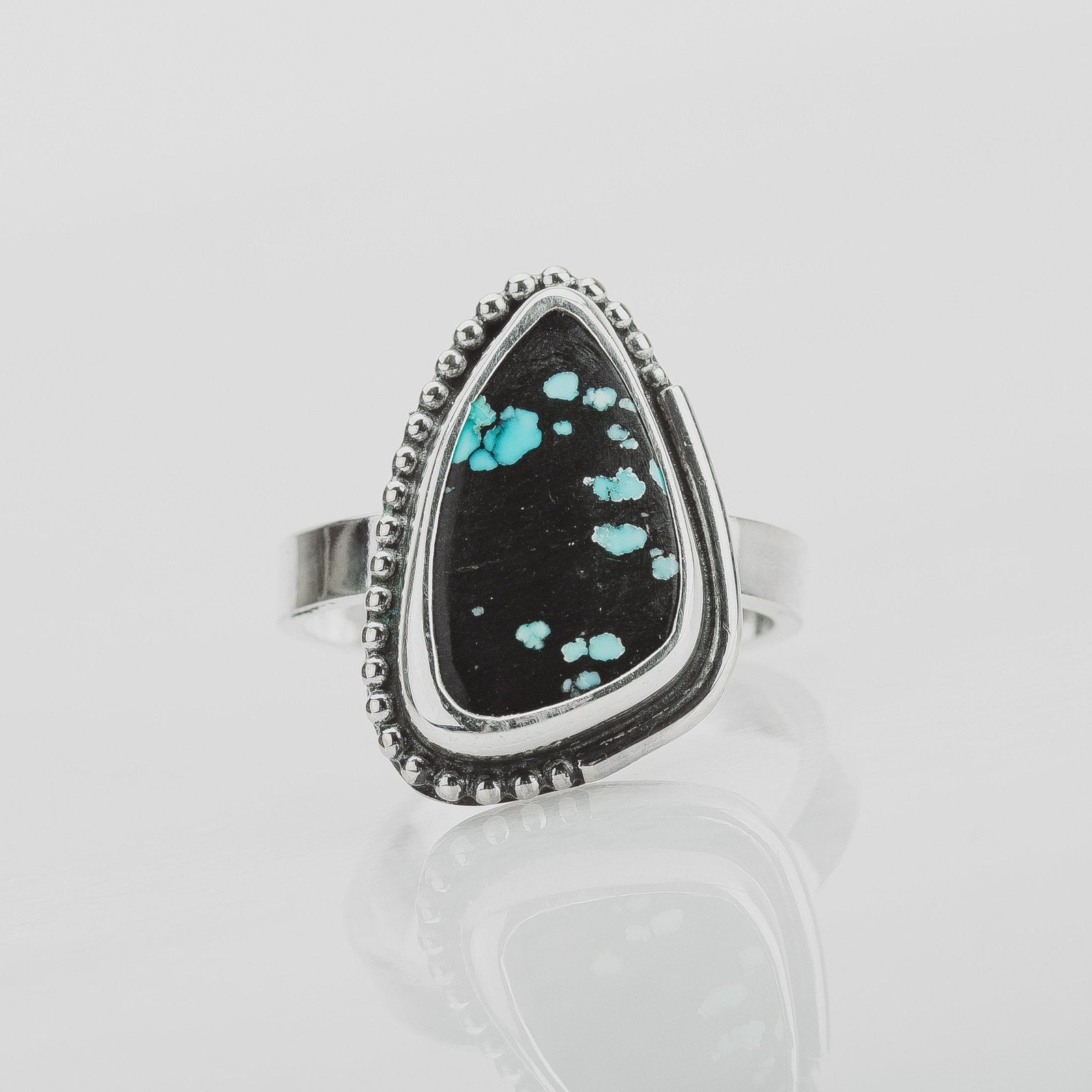 Size 5.75 Black & Blue Cloud Mountain Turquoise Gemstone Ring - Melanie Golden Jewelry - gemstone rings, rings