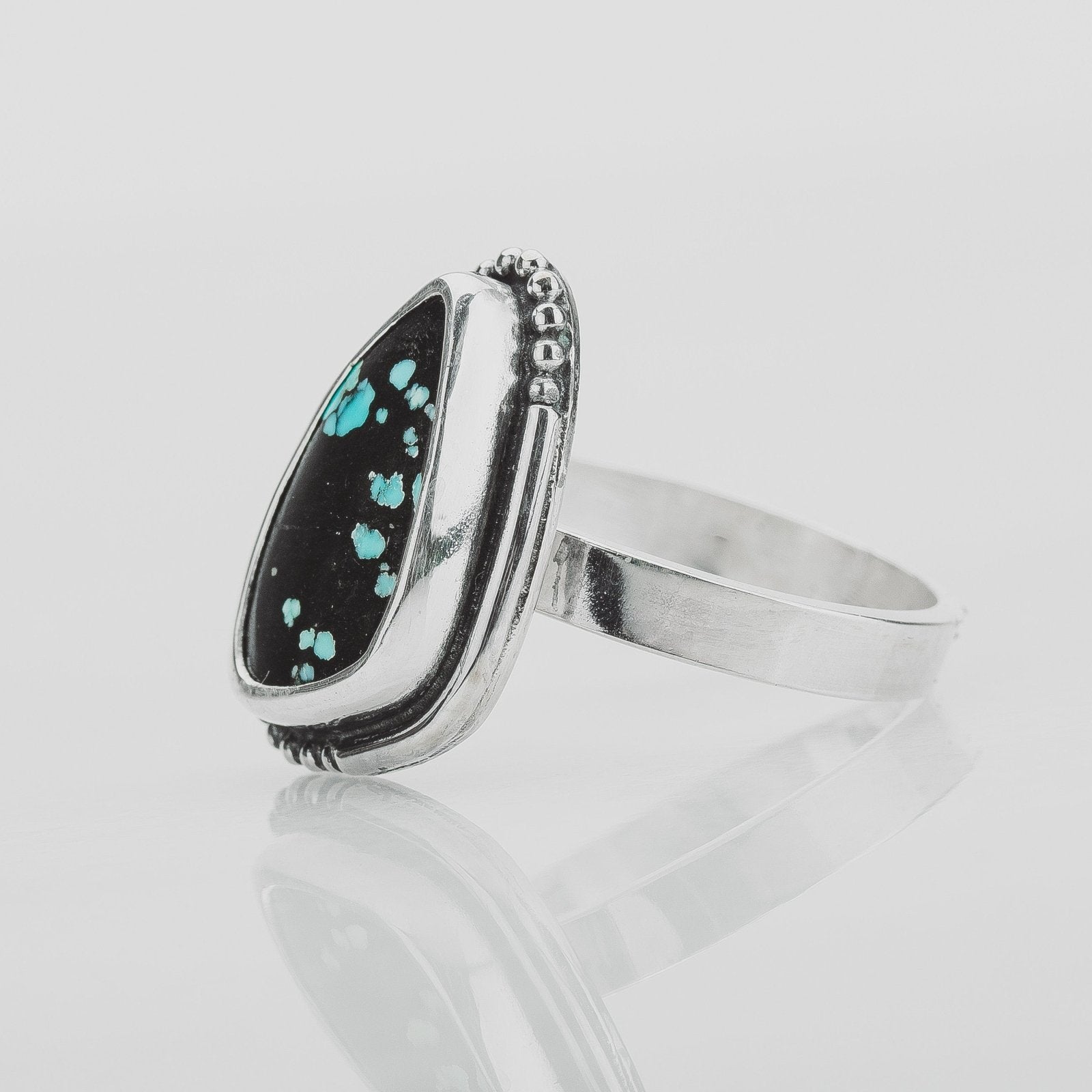 Size 5.75 Black & Blue Cloud Mountain Turquoise Gemstone Ring - Melanie Golden Jewelry - gemstone rings, rings
