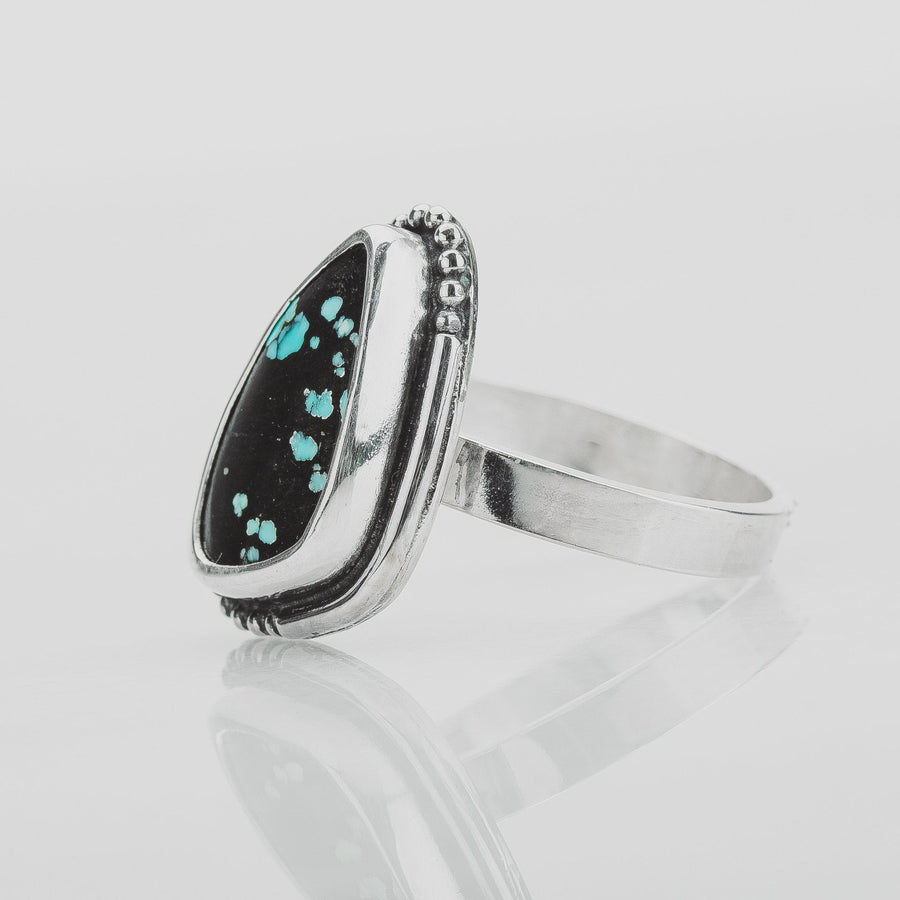 Size 5.75 Black & Blue Cloud Mountain Turquoise Gemstone Ring - Melanie Golden Jewelry