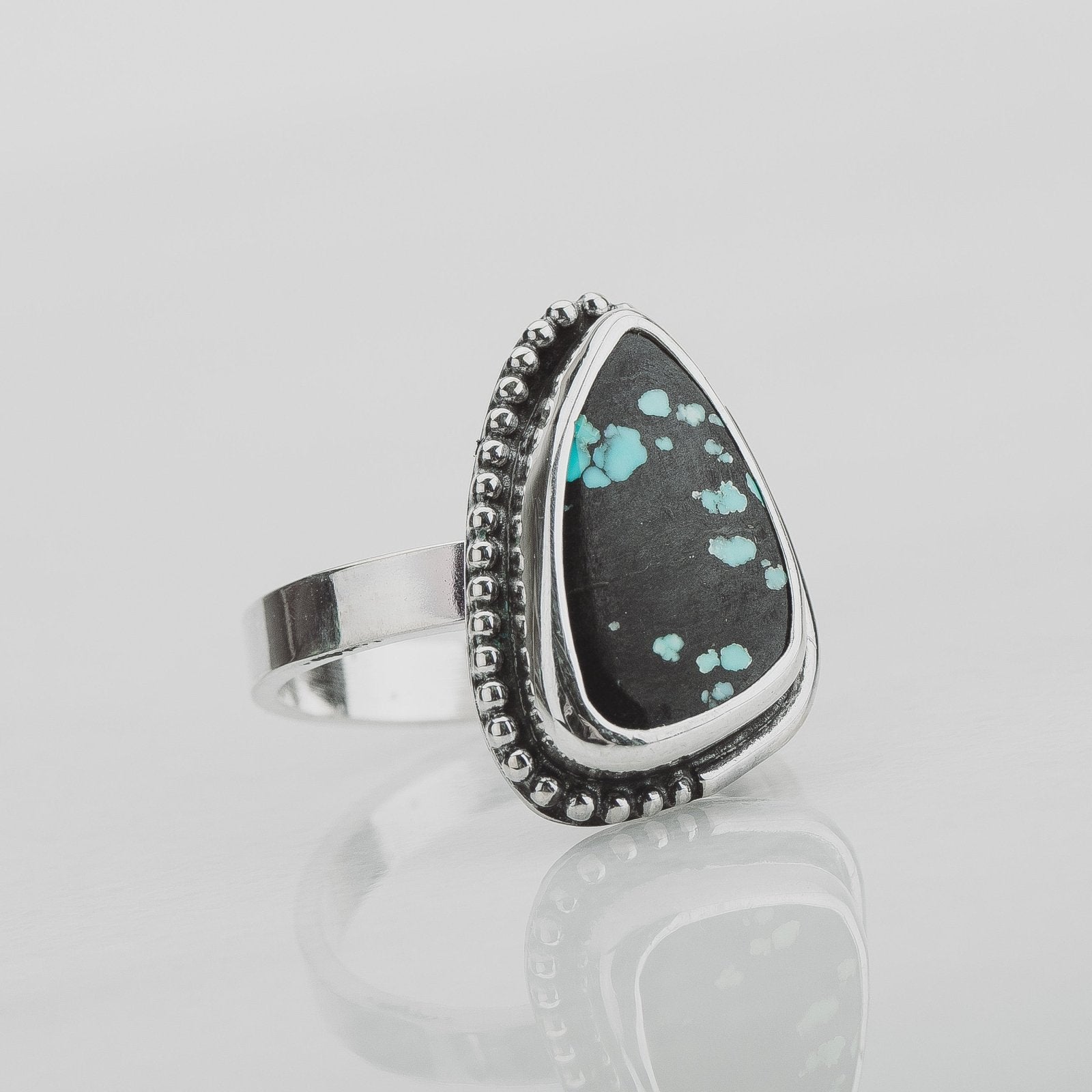 Size 5.75 Black & Blue Cloud Mountain Turquoise Gemstone Ring - Melanie Golden Jewelry - gemstone rings, rings