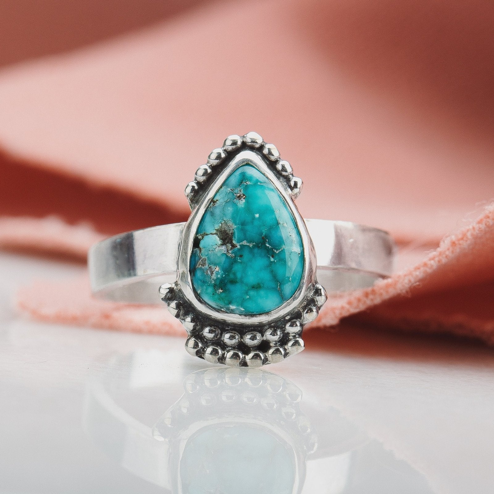 Size 5.75 White Water Turquoise Gemstone Ring - Melanie Golden Jewelry - gemstone rings, rings