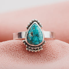 Size 5.75 White Water Turquoise Gemstone Ring - Melanie Golden Jewelry
