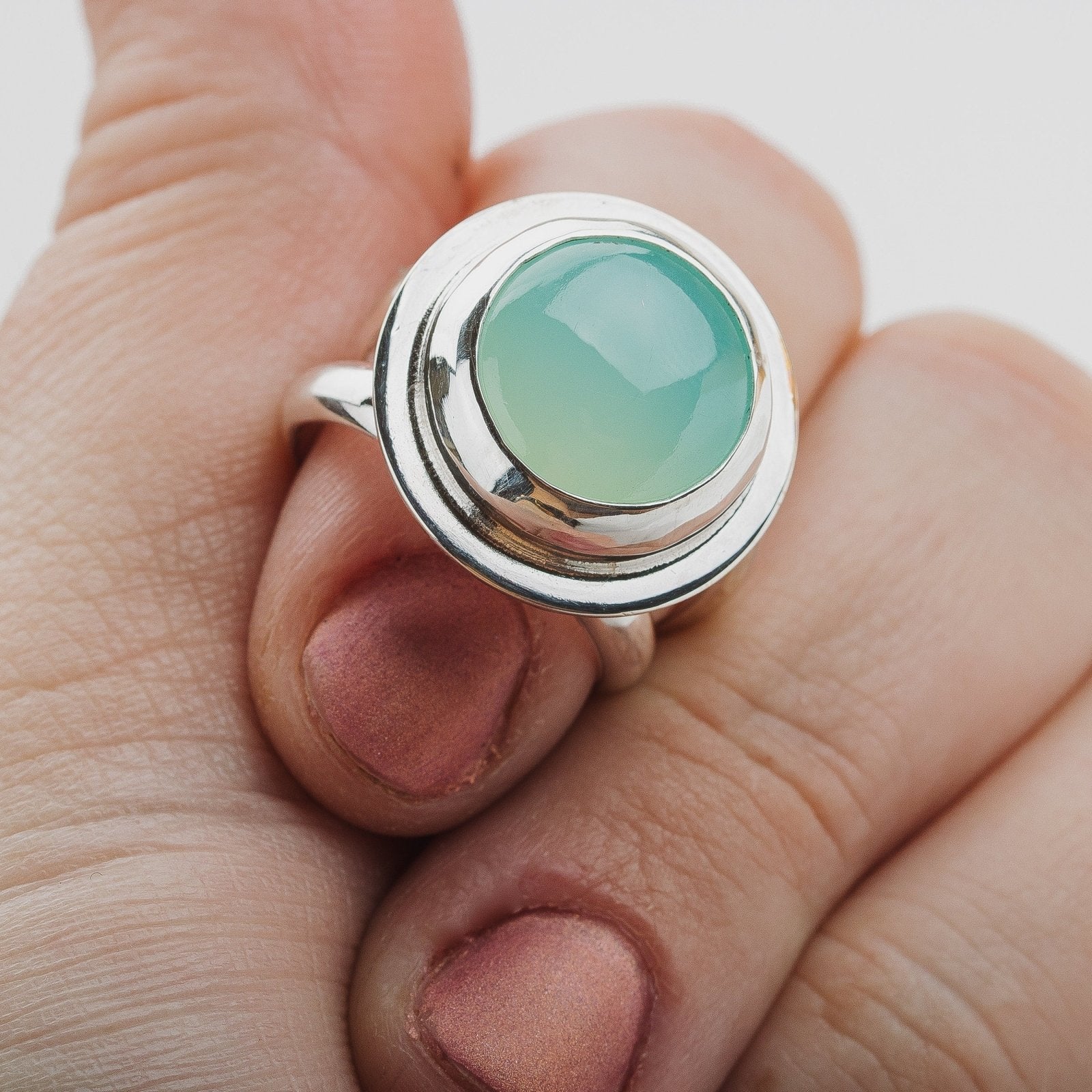 Size 6.5 Aqua Blue Chalcedony Gemstone Ring - Melanie Golden Jewelry - gemstone rings, rings
