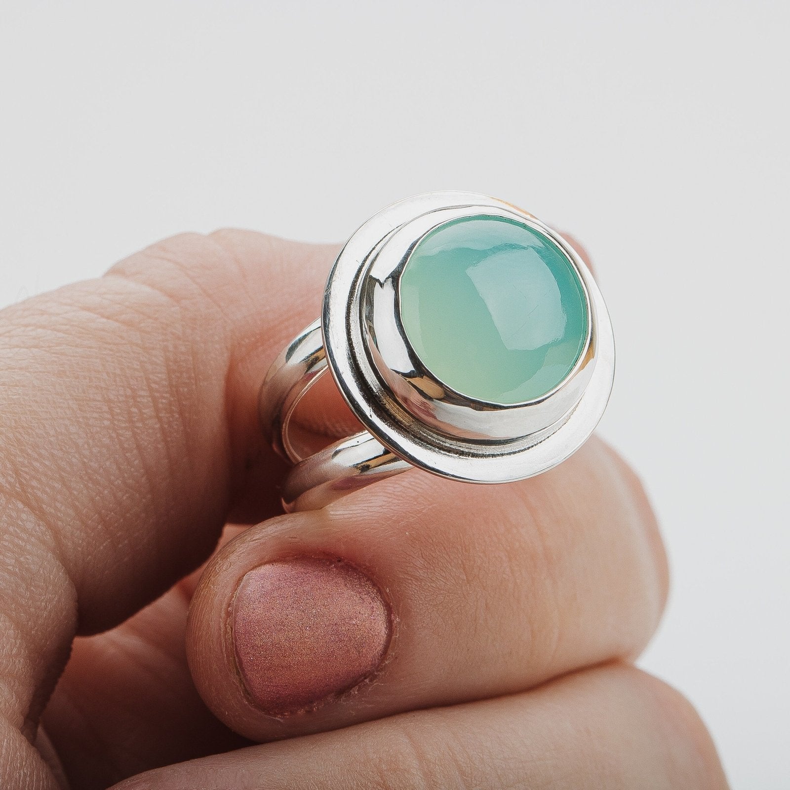 Size 6.5 Aqua Blue Chalcedony Gemstone Ring - Melanie Golden Jewelry - gemstone rings, rings