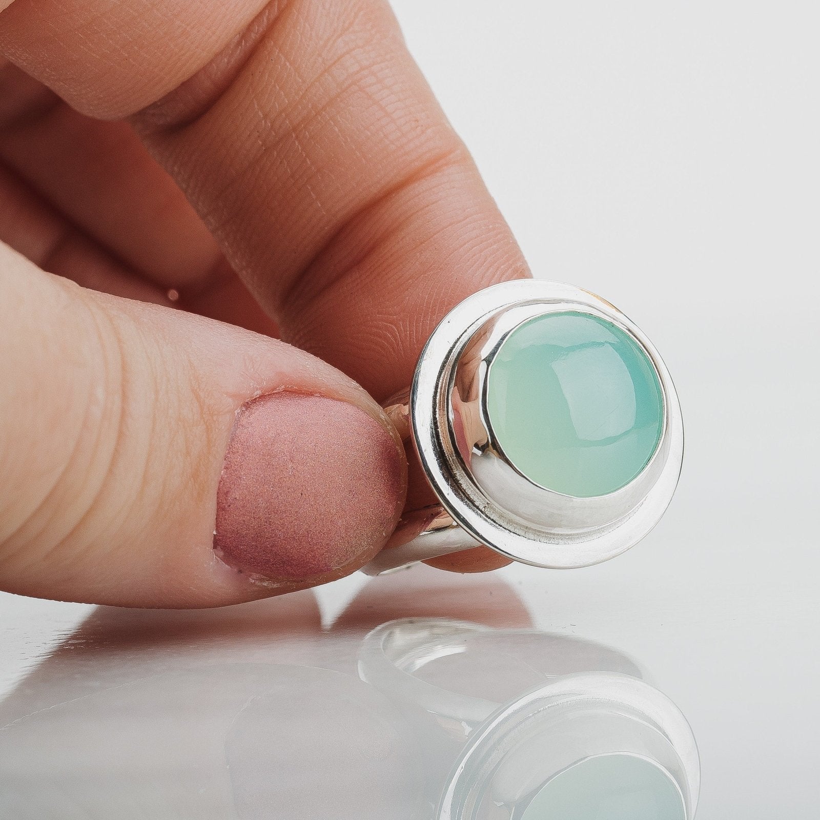 Size 6.5 Aqua Blue Chalcedony Gemstone Ring - Melanie Golden Jewelry - gemstone rings, rings