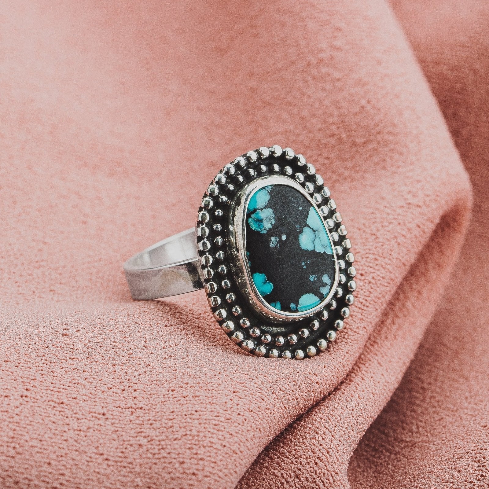 Size 6.5 Black & Blue Cloud Mountain Turquoise Gemstone Ring - Melanie Golden Jewelry - gemstone rings, rings
