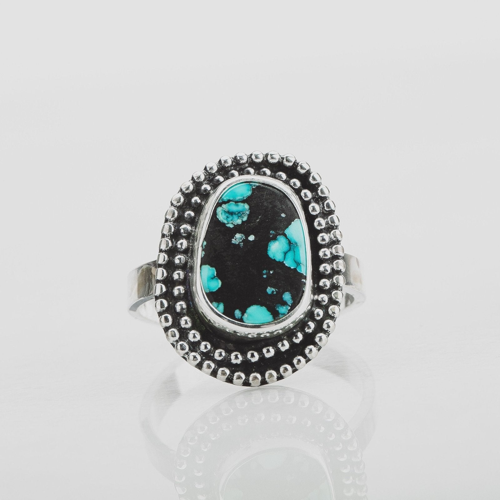 Size 6.5 Black & Blue Cloud Mountain Turquoise Gemstone Ring - Melanie Golden Jewelry - gemstone rings, rings