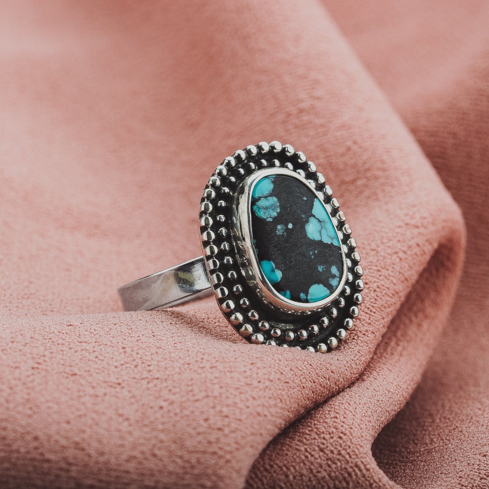 Size 6.5 Black & Blue Cloud Mountain Turquoise Gemstone Ring - Melanie Golden Jewelry - gemstone rings, rings