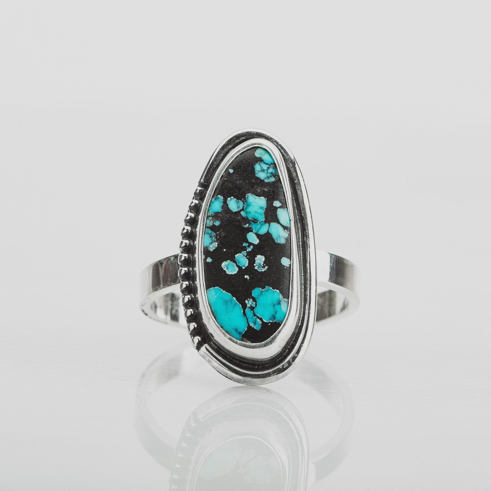 Size 6.75 Black & Blue Cloud Mountain Turquoise Gemstone Ring - Melanie Golden Jewelry - gemstone rings, rings