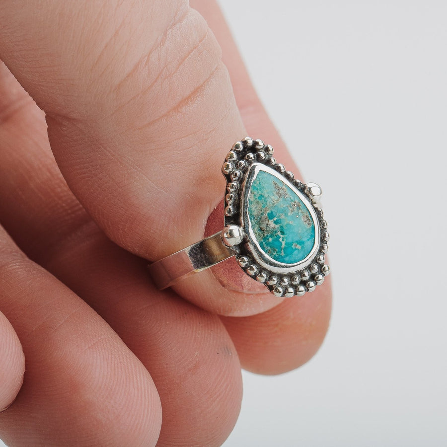 Size 6.75 White Water Turquoise Gemstone Ring - Melanie Golden Jewelry
