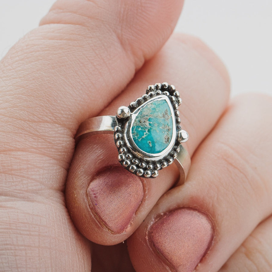 Size 6.75 White Water Turquoise Gemstone Ring - Melanie Golden Jewelry