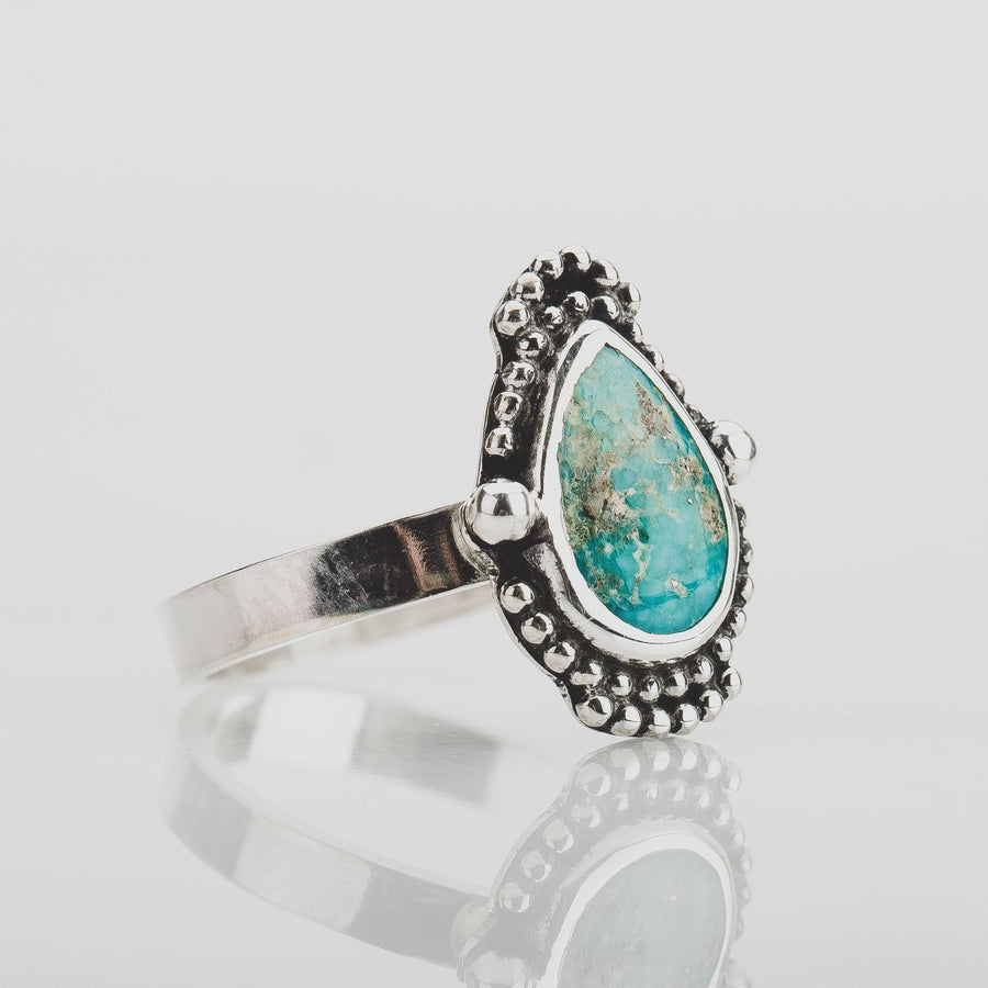 Size 6.75 White Water Turquoise Gemstone Ring - Melanie Golden Jewelry
