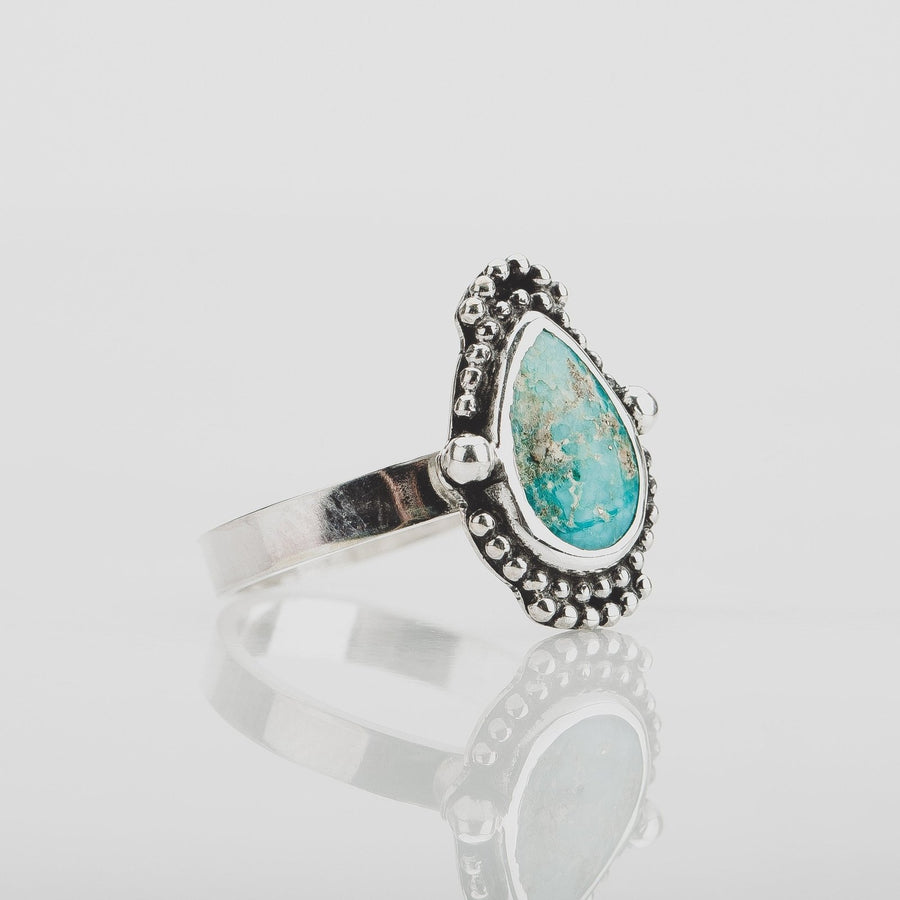 Size 6.75 White Water Turquoise Gemstone Ring - Melanie Golden Jewelry