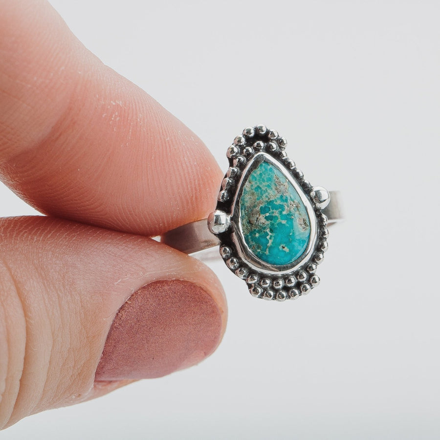 Size 6.75 White Water Turquoise Gemstone Ring - Melanie Golden Jewelry