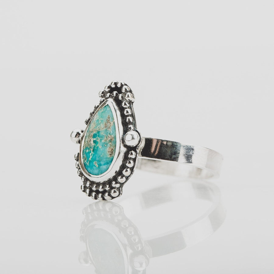 Size 6.75 White Water Turquoise Gemstone Ring - Melanie Golden Jewelry