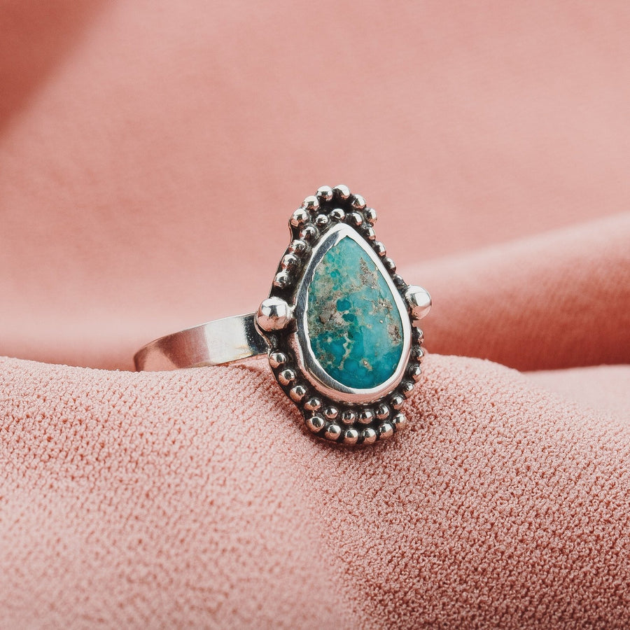 Size 6.75 White Water Turquoise Gemstone Ring - Melanie Golden Jewelry