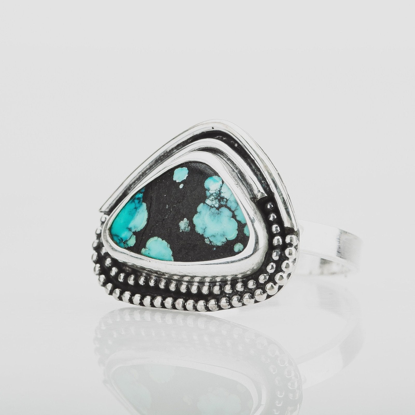 Size 7 Black & Blue Cloud Mountain Turquoise Gemstone Ring - Melanie Golden Jewelry - gemstone rings, rings