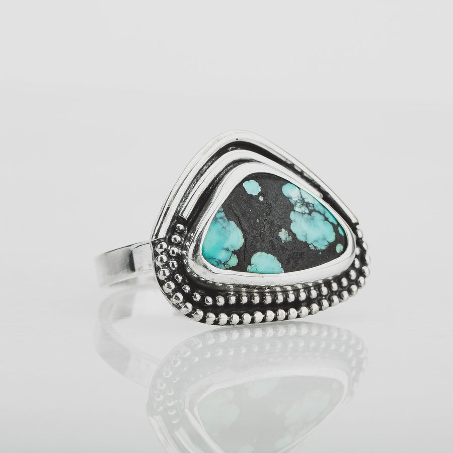 Size 7 Black & Blue Cloud Mountain Turquoise Gemstone Ring - Melanie Golden Jewelry - gemstone rings, rings