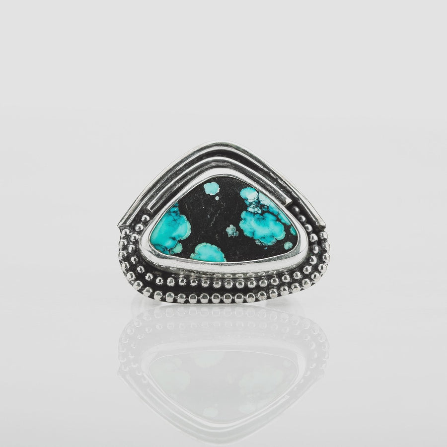 Size 7 Black & Blue Cloud Mountain Turquoise Gemstone Ring - Melanie Golden Jewelry - gemstone rings, rings