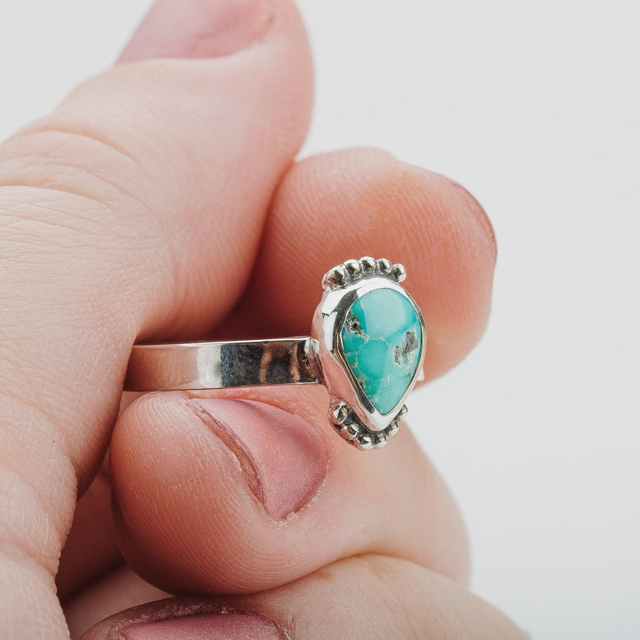 Size 7.25 White Water Turquoise Gemstone Ring - Melanie Golden Jewelry