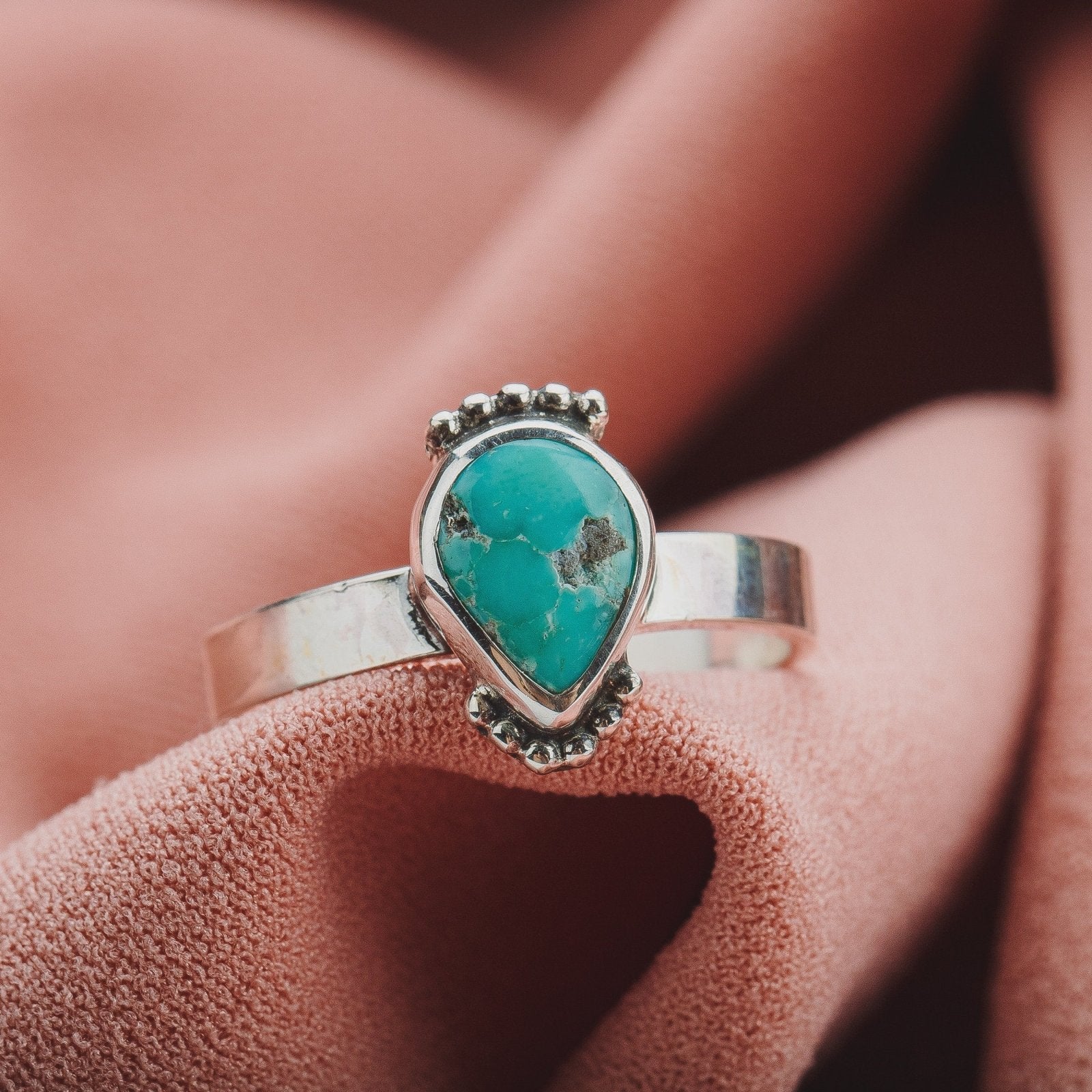 Size 7.25 White Water Turquoise Gemstone Ring - Melanie Golden Jewelry - gemstone rings, rings