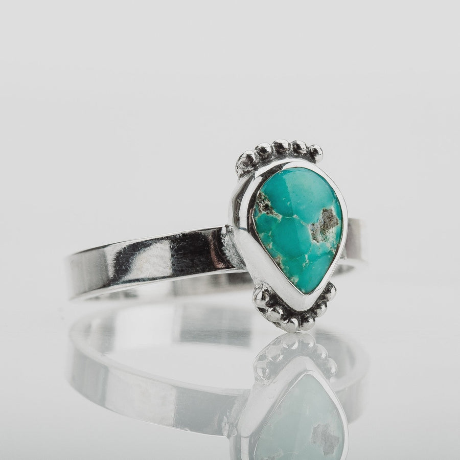 Size 7.25 White Water Turquoise Gemstone Ring - Melanie Golden Jewelry