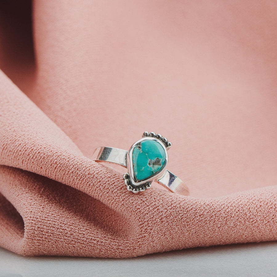 Size 7.25 White Water Turquoise Gemstone Ring - Melanie Golden Jewelry