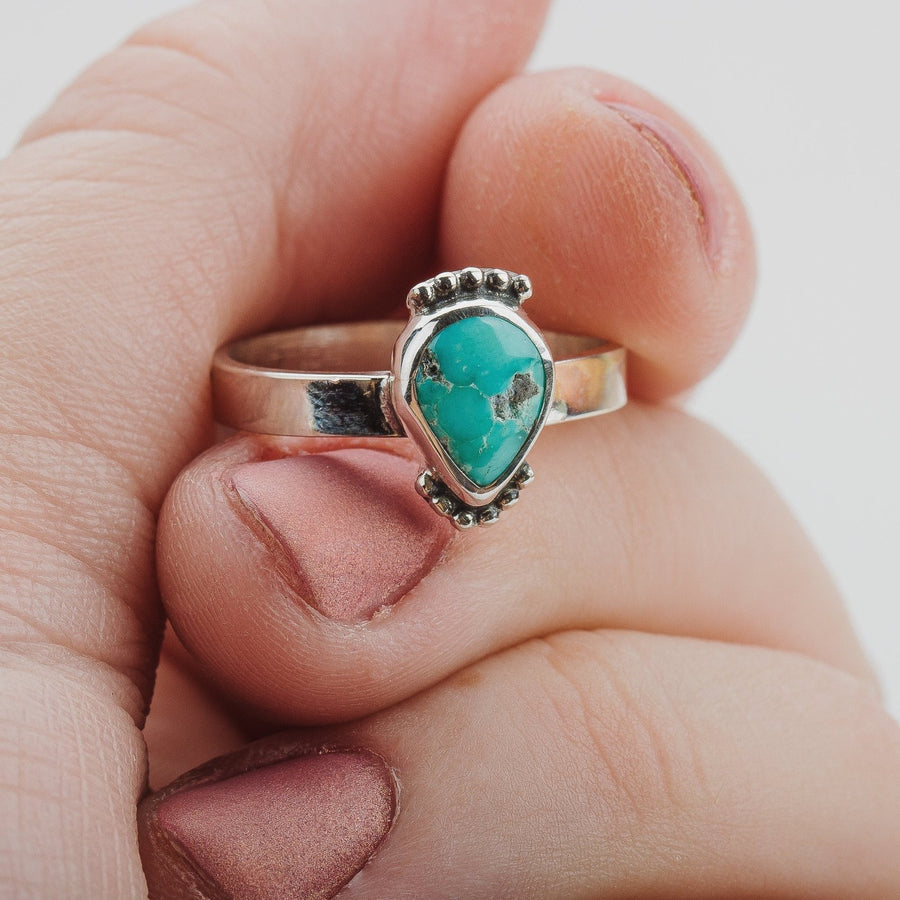 Size 7.25 White Water Turquoise Gemstone Ring - Melanie Golden Jewelry