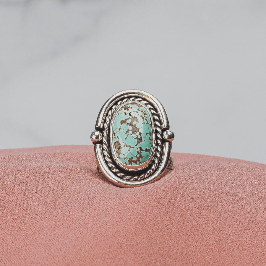 Size 7.5 Carico Lake Turquoise Gemstone Ring - Melanie Golden Jewelry