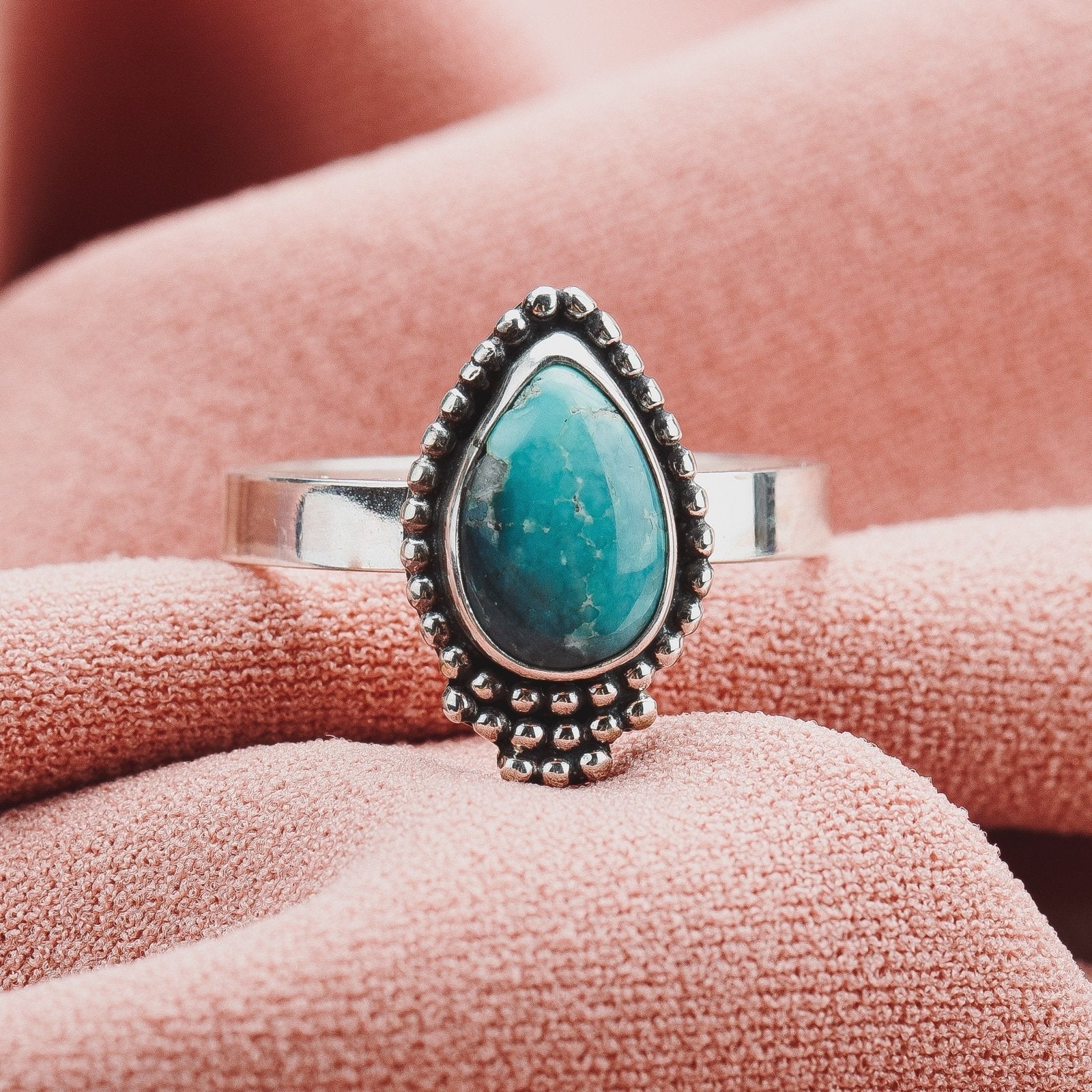 Size 7.5 White Water Turquoise Gemstone Ring - Melanie Golden Jewelry - gemstone rings, rings