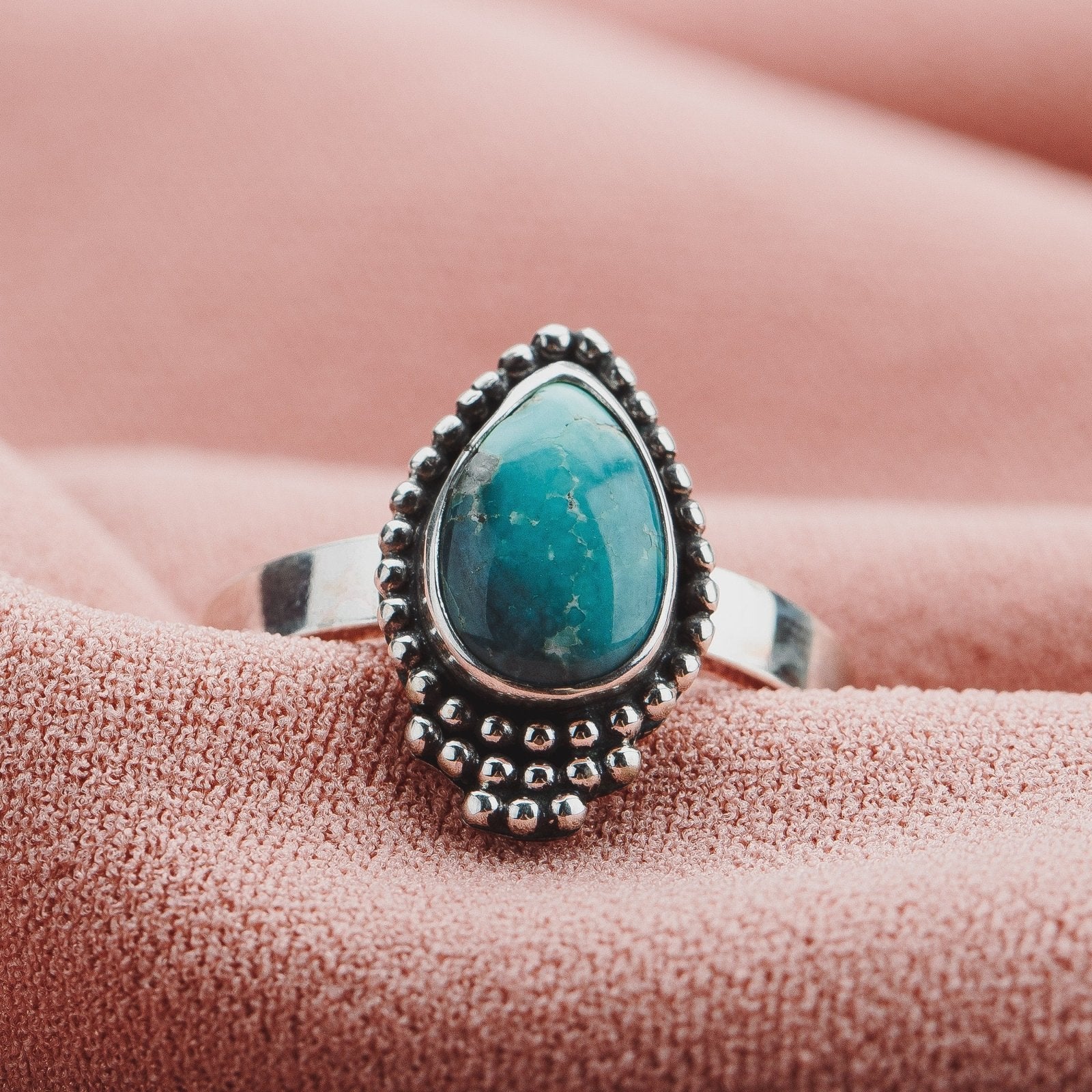Size 7.5 White Water Turquoise Gemstone Ring - Melanie Golden Jewelry - gemstone rings, rings